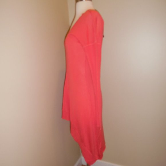 NWT BEBE Cashmere Silk Orange Coral Sweater dress Tunic Asymmetric Dress - Picture 6 of 8
